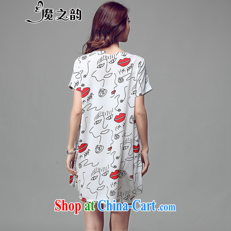 Magic of the larger women's clothing dresses summer is the increased emphasis on human graphics thin, relaxed lounge stamp-yi skirt 82,061 white XXXL, magic of the Rhine, shopping on the Internet