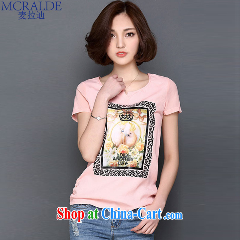 Mr Mak's summer 2015 new, larger women mm thick web yarn solid T-shirt short-sleeve T-shirt women 6085 pink XXXXL, Mak (Mcralde), online shopping