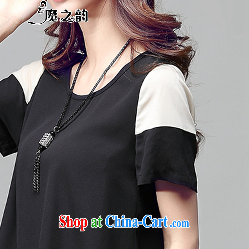 Magic of the larger female summer T shirts and indeed increase Korean sweet very casual graphics thin ice woven shirts T-shirt 85,023 black XXXL, magic of the Rhine, shopping on the Internet
