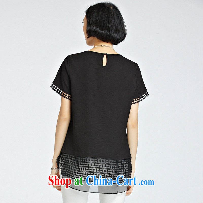 Ryan and the United States concluded the 2015 fat XL female summer new Korean version mm thick graphics thin loose short-sleeve shirt T Snow woven shirts women T-shirt Y 1224 black 3 XL (recommendations 150 - 165 jack, Ryan and the United States concluded (RIUMILVE), online shopping