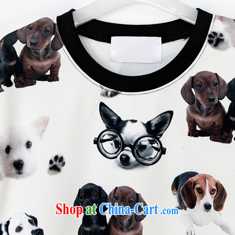 ZZ &FF 2015 larger female summer, thick MM dog and stamp duty, long T shirts girls summer leisure King code Solid shirt dog head stamp XXXL (165 - 200 ) jack, ZZ &FF, shopping on the Internet