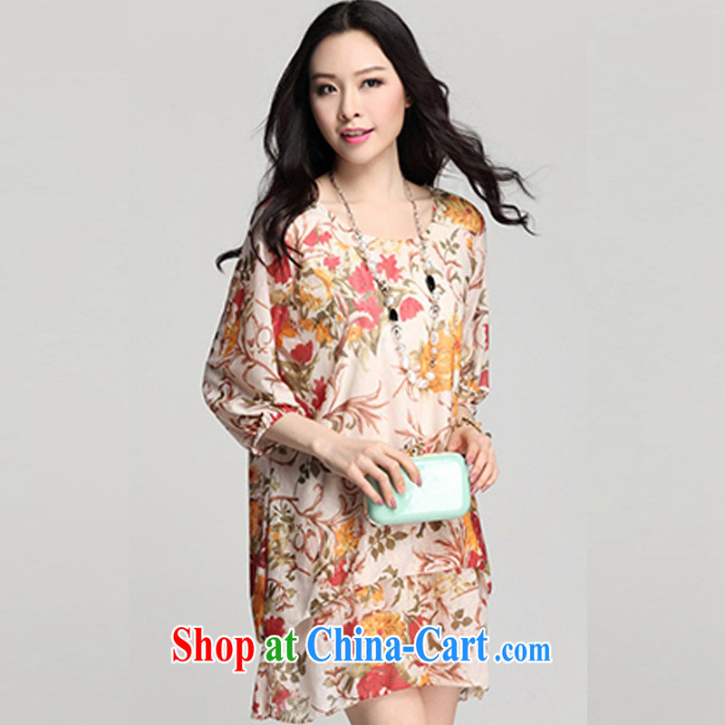 Ms Audrey EU aviation Korean summer, female floral loose lantern cuff double-double-stitching 5 cuff the code dress ZM 7511 photo color XXXL crackdown, Ms Audrey EU Yuet-mee, jiaowei), online shopping