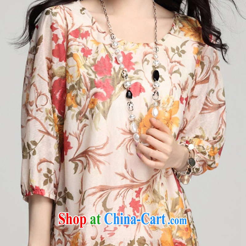 Ms Audrey EU aviation Korean summer, female floral loose lantern cuff double-double-stitching 5 cuff the code dress ZM 7511 photo color XXXL crackdown, Ms Audrey EU Yuet-mee, jiaowei), online shopping