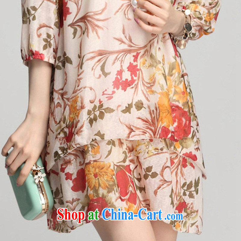 Ms Audrey EU aviation Korean summer, female floral loose lantern cuff double-double-stitching 5 cuff the code dress ZM 7511 photo color XXXL crackdown, Ms Audrey EU Yuet-mee, jiaowei), online shopping