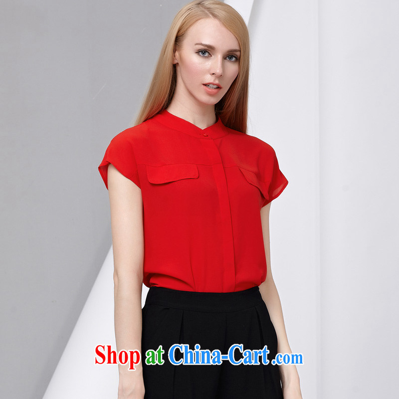 cheer for 2015 summer new, larger female Korean fashion in the workplace 100 ground graphics thin short-sleeved snow woven shirts 2833 red 2 XL, cheer for (qisuo), online shopping