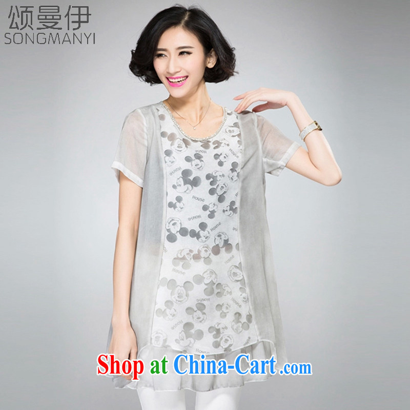 Also, the 2015 summer new, larger female cartoon m the root yarn stitching snow Korea Textile graphics thin T-shirt T shirts women 8063 light gray XXXXL, of Manchester, and shopping on the Internet