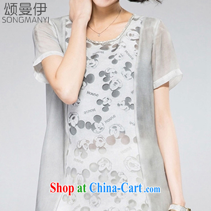 Also, the 2015 summer new, larger female cartoon m the root yarn stitching snow Korea Textile graphics thin T-shirt T shirts women 8063 light gray XXXXL, of Manchester, and shopping on the Internet