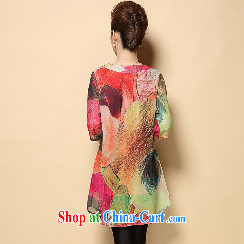 Vincent van Gogh, ballet 2015 summer new, larger female middle-aged mother with loose silk stamp hot drill middle-aged and older dresses picture color XXXXL, Van Gogh the buds (FANYILEI), shopping on the Internet