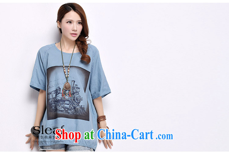 Diane of 2015 vines into the new, larger female stamp short-sleeved linen T-shirt stamp leisure cotton Ma T-shirt blue XXL pictures, price, brand platters! Elections are good character, the national distribution, so why buy now enjoy more preferential! Health