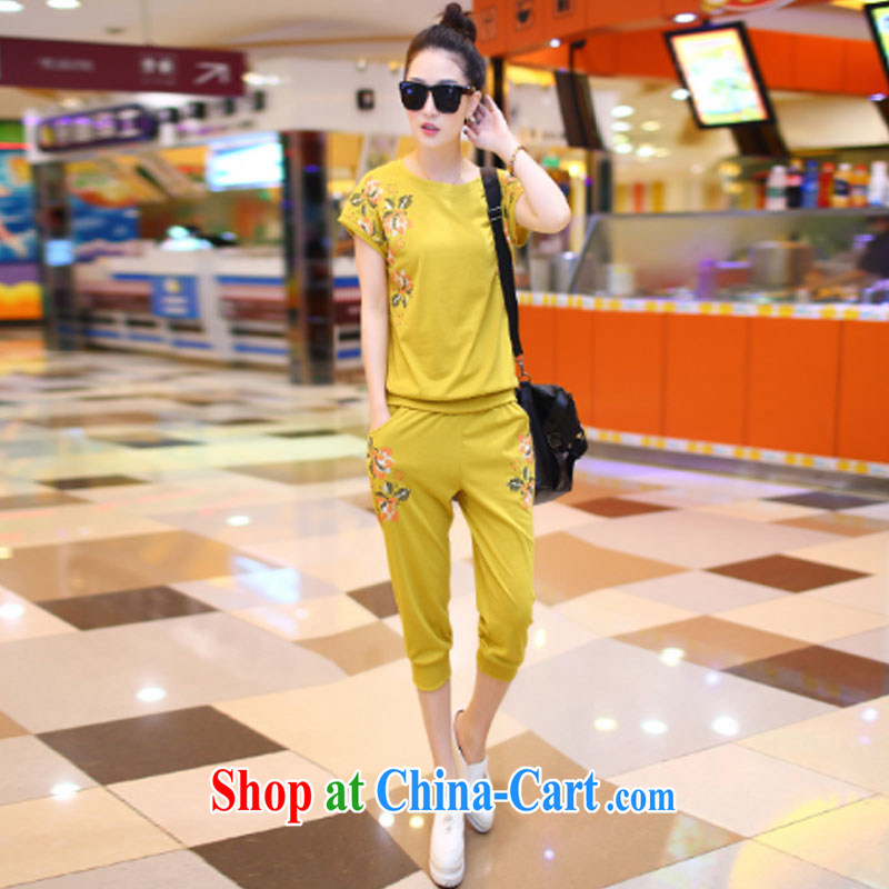 The century, women mm thick 2015 summer bat T-shirt thick sister stylish lounge suite uniforms B 281 yellow XXXXL, Century, shopping on the Internet