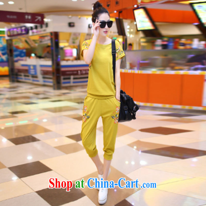 The century, women mm thick 2015 summer bat T-shirt thick sister stylish lounge suite uniforms B 281 yellow XXXXL, Century, shopping on the Internet