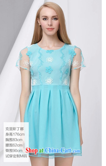 cheer for the code's 2015 summer new thick MM cultivating graphics thin sweet lace short sleeve large code dress 2852 blue 3 XL pictures, price, brand platters! Elections are good character, the national distribution, so why buy now enjoy more preferential! Health
