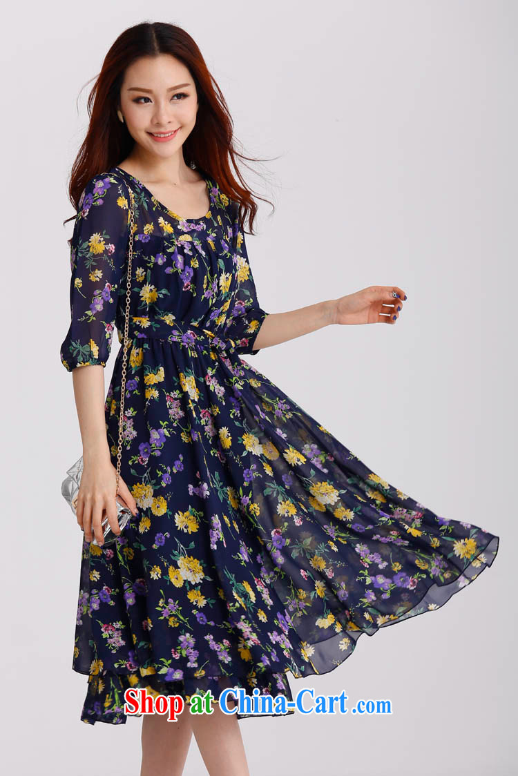 Optimize m Beauty Package Mail Delivery 2015 summer thick MM XL elegant floral large graphics thin beauty dress blue 1 XL for 100 - 125 Jack pictures, price, brand platters! Elections are good character, the national distribution, so why buy now enjoy more preferential! Health