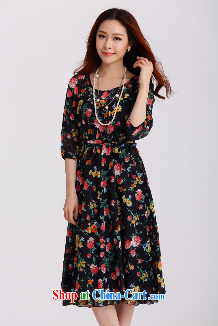 Optimize m Beauty Package Mail Delivery 2015 summer thick MM XL elegant floral large graphics thin beauty dress blue 1 XL for 100 - 125 Jack pictures, price, brand platters! Elections are good character, the national distribution, so why buy now enjoy more preferential! Health