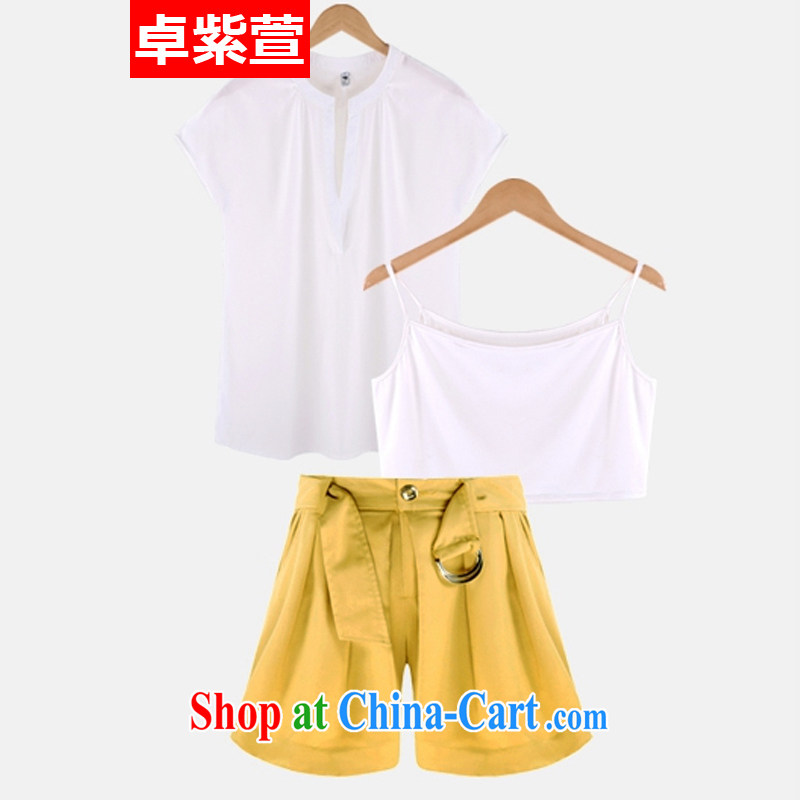 Cheuk-yan Zi Xuan 2015 summer new, the United States and Europe, female thick mm video thin solid-colored T-shirt + shorts 3-piece kit picture color 5 XL, Cheuk-yan Zi Xuan (ZHUOZIXUAN), and, on-line shopping