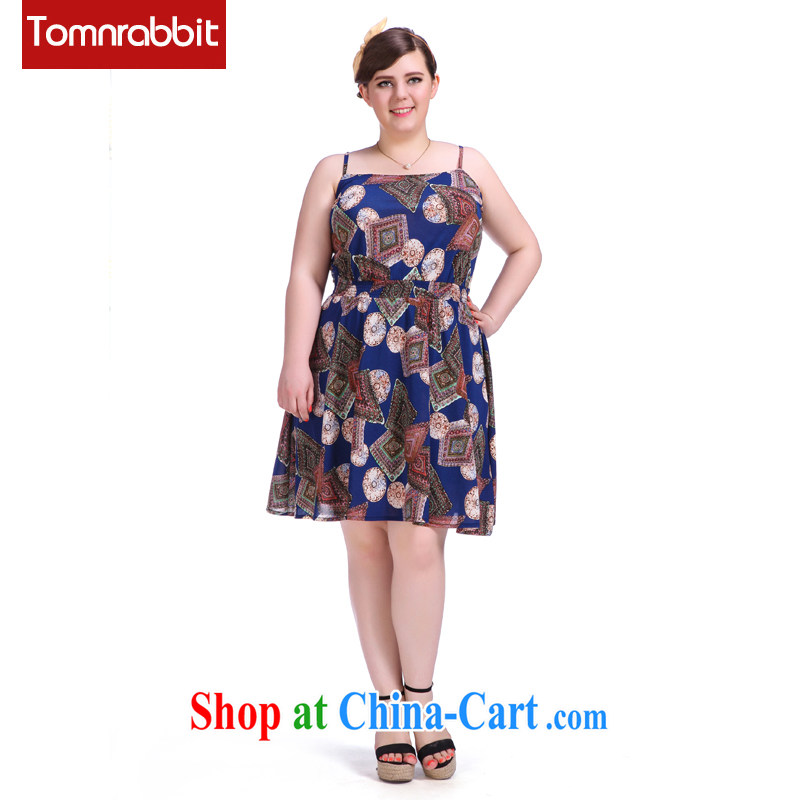 European and American high-end large Code women dresses new thick mm video thin stylish stamp stitching straps skirt picture color the code XL (pre-sale June 12 shipment), Tomnrabbit, shopping on the Internet