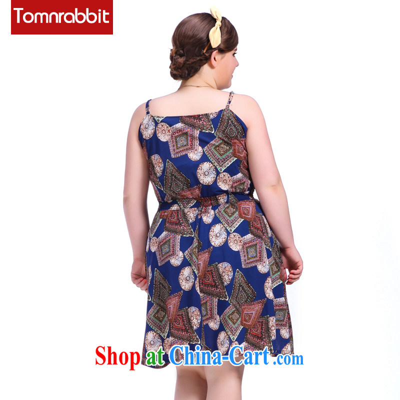 European and American high-end large Code women dresses new thick mm video thin stylish stamp stitching straps skirt picture color the code XL (pre-sale June 12 shipment), Tomnrabbit, shopping on the Internet