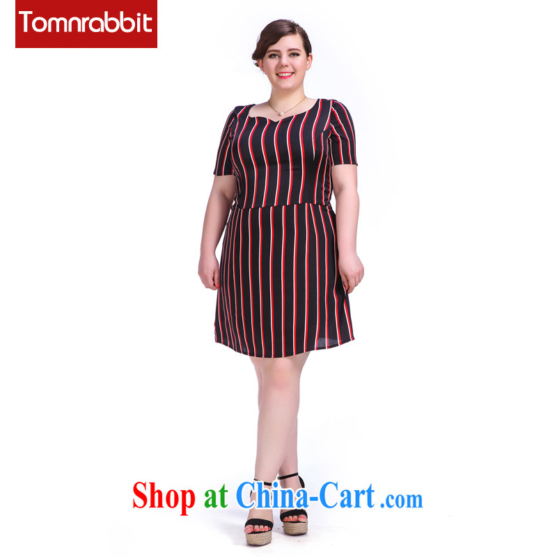 Summer 2015 new larger female dresses and indeed increase vertical streaks tile graphics thin skirt picture color the code XL _pre-sale 30 Day Shipping_