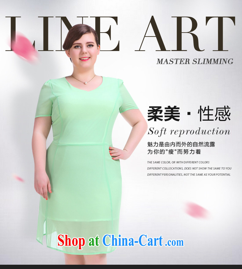 European and American high-end large, female dresses new thick sister graphics thin V collar short-sleeved snow woven skirt green code XL (pre-sale 30 days Shipment) pictures, price, brand platters! Elections are good character, the national distribution, so why buy now enjoy more preferential! Health