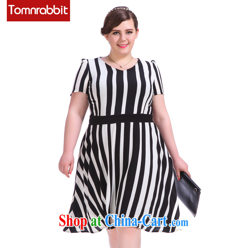 European and American high-end large Code women summer 2015 new emphasis on cultivating mm video thin vertical stripes dresses picture color the code XL _pre-sale 30 Day Shipping_