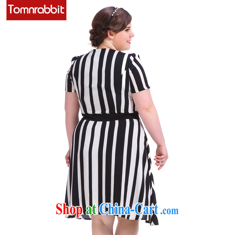 European and American high-end large Code women summer 2015 new emphasis on cultivating mm video thin vertical stripes dresses picture color the code XL (pre-sale 30 days Shipment), Tomnrabbit, shopping on the Internet