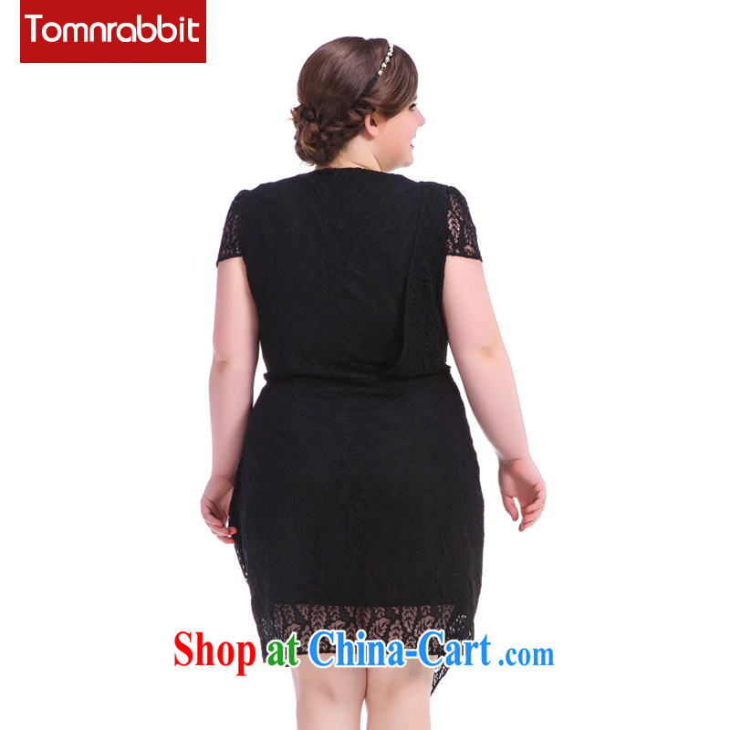 The 2015 code female summer new lace stitching does not rule out V short-sleeved dress black large code XL (pre-sale June 12 shipment), Tomnrabbit, shopping on the Internet