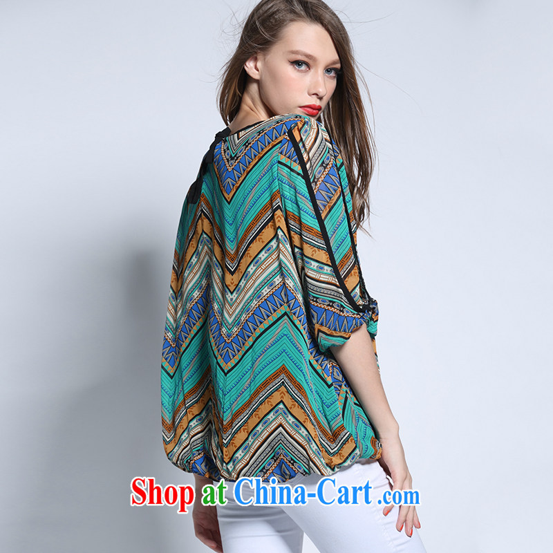Staff of the United States and Europe, female summer is the XL thick sister stylish stamp duty cuff in loose snow T woven shirts 6154 picture color the code 3 160 XL around jack, and Director (Smeilovly), and, on-line shopping