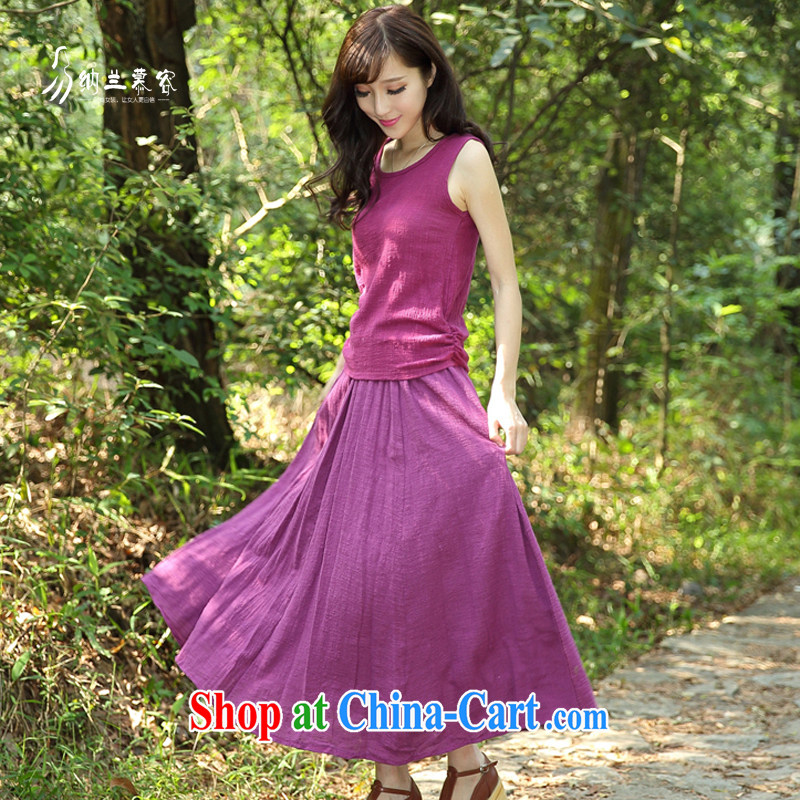 The estimated 2015 慕容 sum girls of summer new cotton the leisure package arts linen two-piece 68,136 wine red, code, 慕容 (Nalan Murong), shopping on the Internet