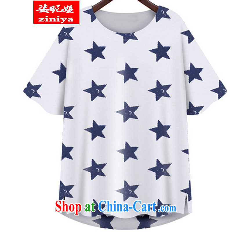 Colorful nickname Julia 2015 Summer in Europe and the new, larger female and indeed intensify thick MM 200 Jack loose video thin short-sleeve stars T shirt white XXXL
