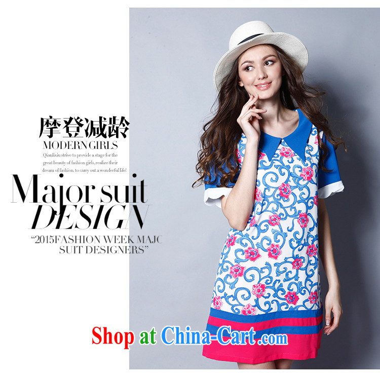 Connie's dream in Europe and America, the ladies summer 2015 new thick mm fashion doll collar short-sleeve stamp dress J 8228 blue XXXL pictures, price, brand platters! Elections are good character, the national distribution, so why buy now enjoy more preferential! Health