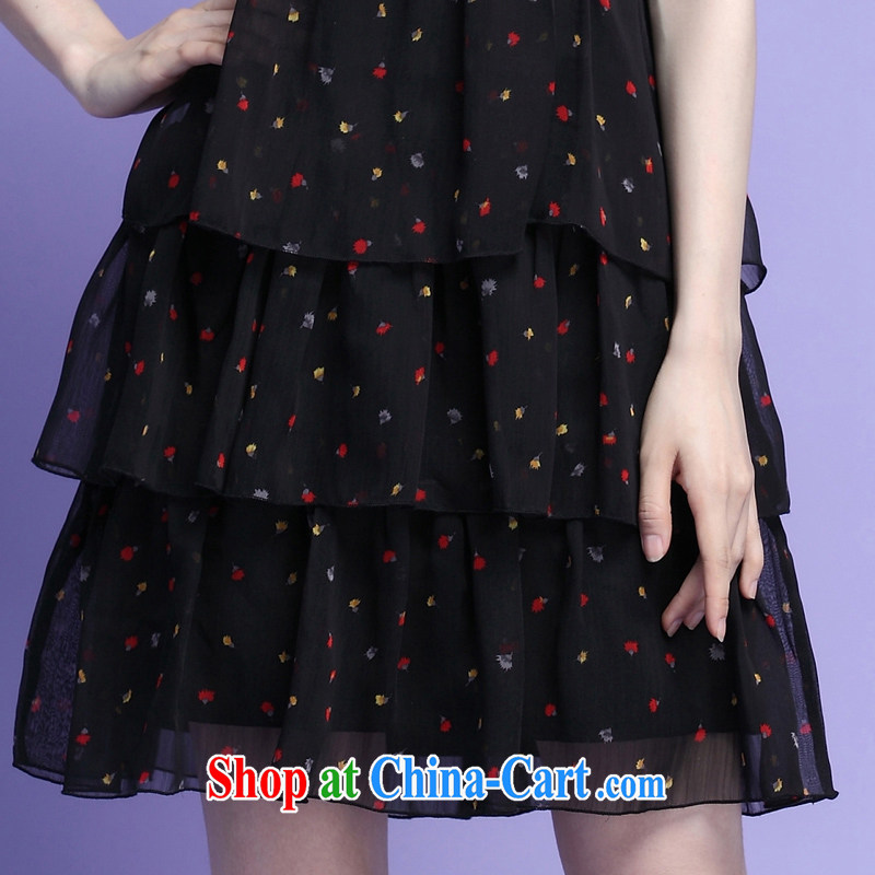 The Taliban, mm thick 2015 summer new, larger female false Two snow-woven skirt and indeed increase graphics thin lady short-sleeved dresses cake skirt short skirt summer black XXXXL recommendations 165 - 180 jack, the Lai, shopping on the Internet