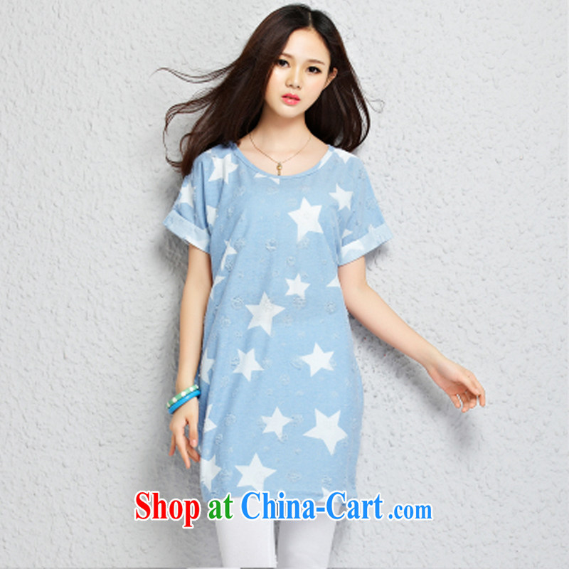 National Code 2015 summer New Trend 5 star lovely relaxed round collar T-shirt TW 2375 light blue M, national code (ONESTLYE), and, on-line shopping