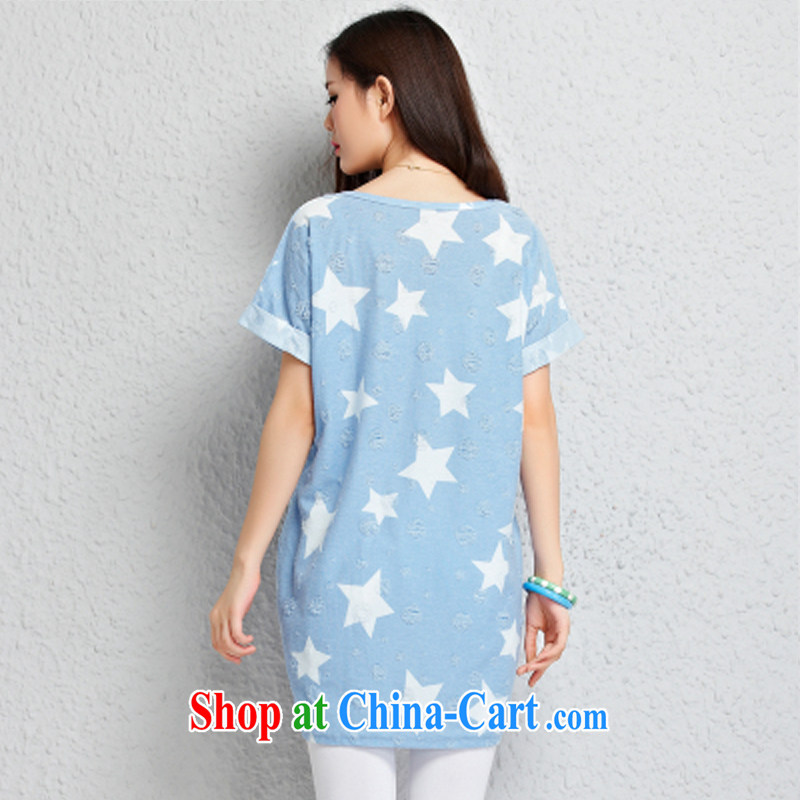 National Code 2015 summer New Trend 5 star lovely relaxed round collar T-shirt TW 2375 light blue M, national code (ONESTLYE), and, on-line shopping