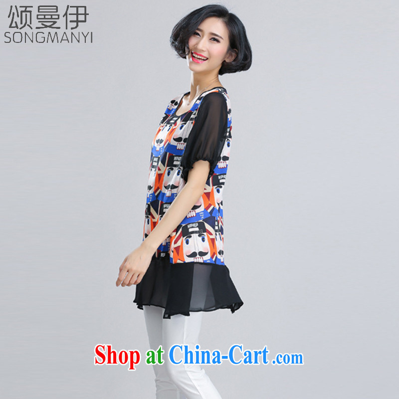 Also, the 2015 summer new women with thick MM card Satin stamp graphics thin short-sleeved shirt T women 6082 picture color A XXXXL paragraph, of Manchester, and, on-line shopping