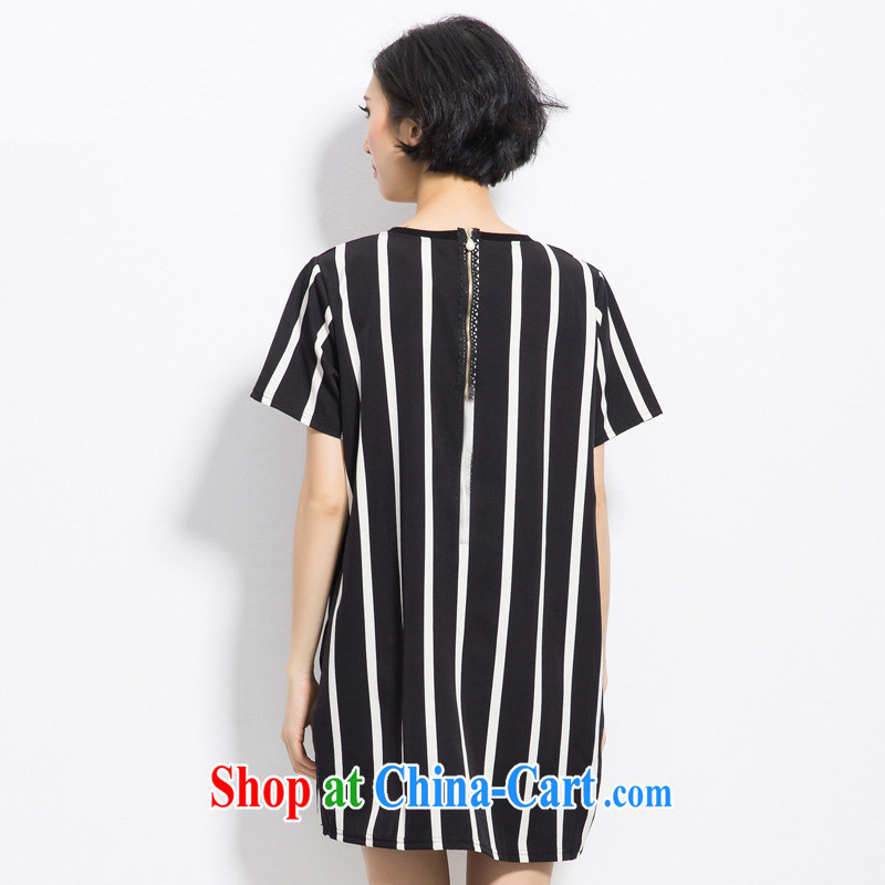 Coffee murmured the Code women 2015 summer new thick MM increase the fat and stylish black-and-white stripes video thin dresses black XXL, coffee murmured, shopping on the Internet