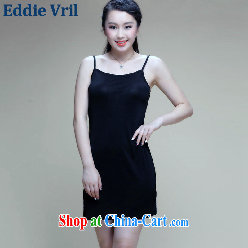EddieVril cotton strap vest girls summer 2015, Korean version, generation, solid skirt loose long XL solid shirt summer E 43 black XL