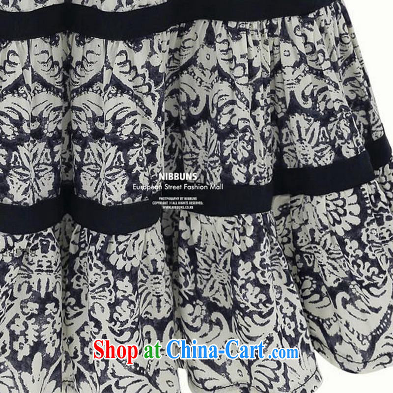 Khin Nyunt, the larger female thick dresses 2015 new summer wear thick sister Europe video thin floral short-sleeved snow woven shirts black 5 XL Newmont your LAN, Internet shopping