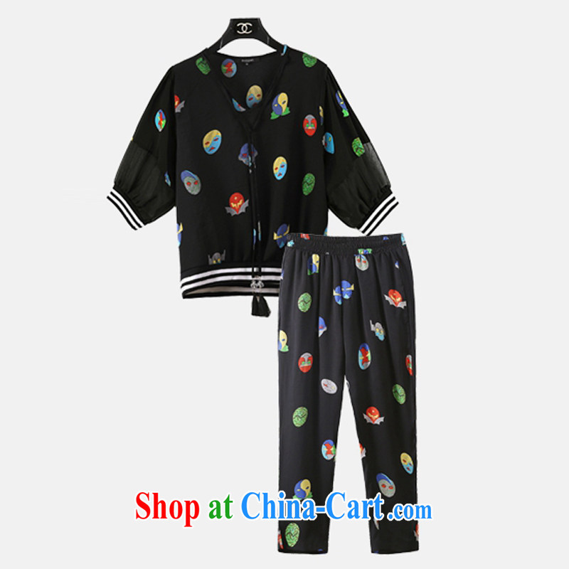 The Soviet Union's 2015 new, the United States and Europe, female Summer Package sport and leisure thin coat + 9 pants black 5 XL, logo, child care (huisuer), shopping on the Internet