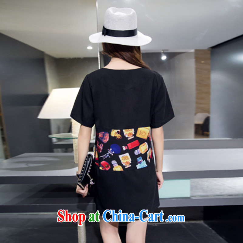 The honey , 2015 mm thick summer Korean stitching solid skirt thick sister and indeed dresses 200 Jack dresses black XXXXL, the honey (WEIMIFEI), shopping on the Internet