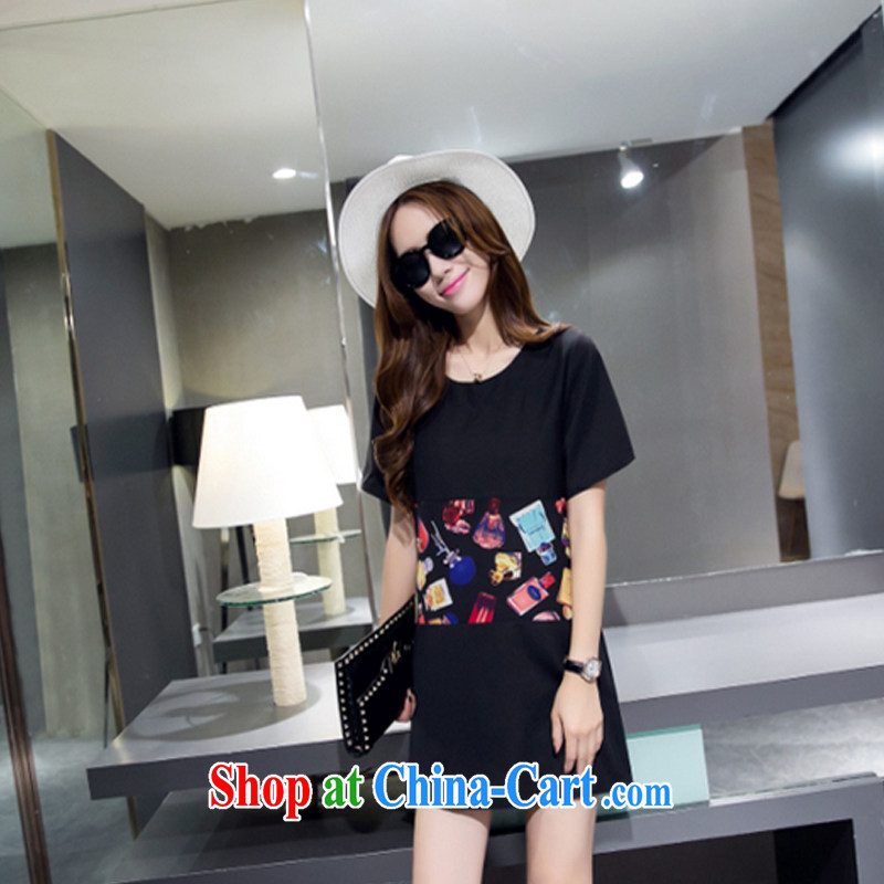 The honey , 2015 mm thick summer Korean stitching solid skirt thick sister and indeed dresses 200 Jack dresses black XXXXL, the honey (WEIMIFEI), shopping on the Internet