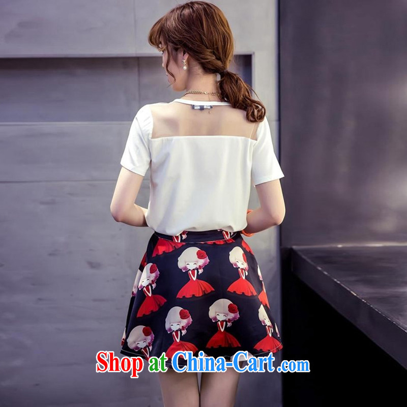 Purple long-sun is the Korean two-piece large, female summer new stylish thick mm video thin stamp T T-shirt T-shirt + upper body skirt 7274 #2 XL 135 - 145 jack, first economy Sun, shopping on the Internet