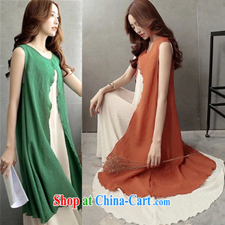 RAIN IN ACCORDANCE WITH idea 2015 new women retro art cotton Ma dresses summer long skirt loose the code leave two linen skirt 8539 orange M pictures, price, brand platters! Elections are good character, the national distribution, so why buy now enjoy more preferential! Health
