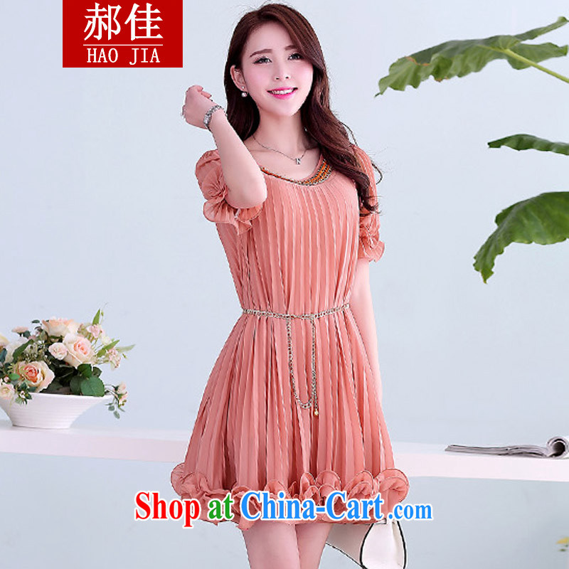 Hao better fat sister graphics thin dresses and indeed increase, female Korean snow-woven dresses short-sleeved 100 hem skirt yellow XL 140 jack - 160 jack, Hao, and shopping on the Internet