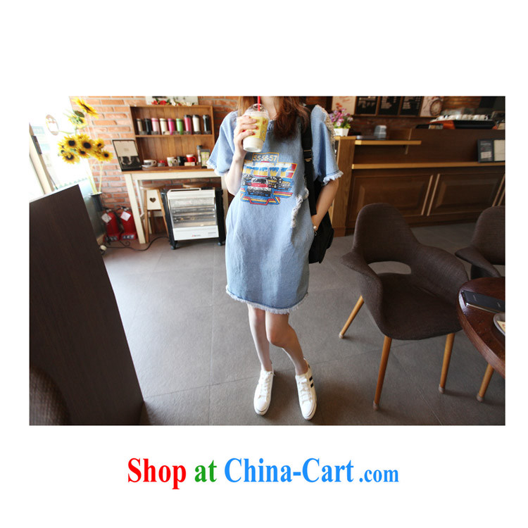 Hong Kong Honey Love larger ladies 2015 thick MM summer 200 Jack long, stamp duty solid denim shirt T-shirt girl picture color XXXL pictures, price, brand platters! Elections are good character, the national distribution, so why buy now enjoy more preferential! Health