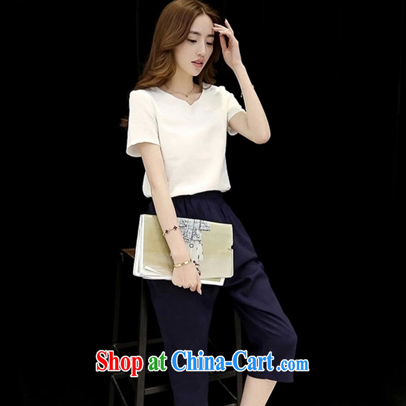 Zedillo Ms Audrey EU 2015 summer cotton the leisure package name 7 yuan per barrel has wheelchair accessible ground short-sleeve stylish package GT 220 206 white + Navy trousers M