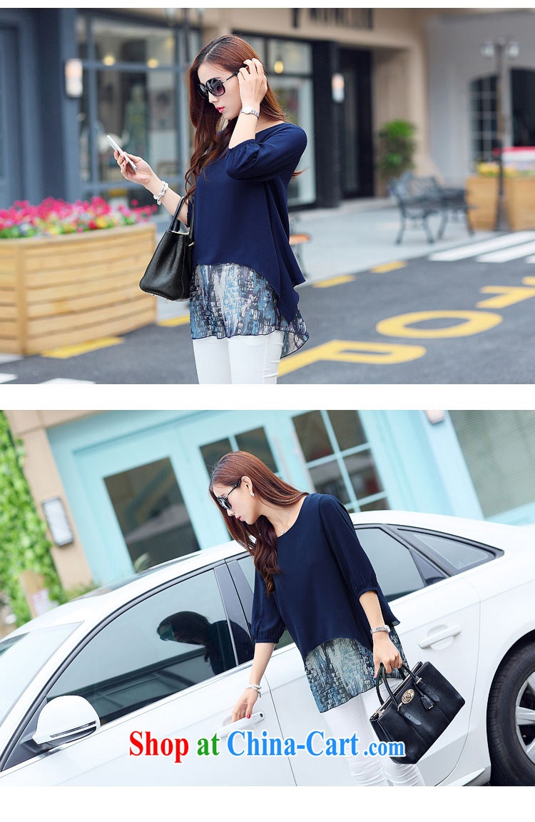 Cover Story, female thick mm summer Korean version of the new, fake two long, snow-woven shirts female half sleeve solid stamp T-shirt blue XXXXXL pictures, price, brand platters! Elections are good character, the national distribution, so why buy now enjoy more preferential! Health