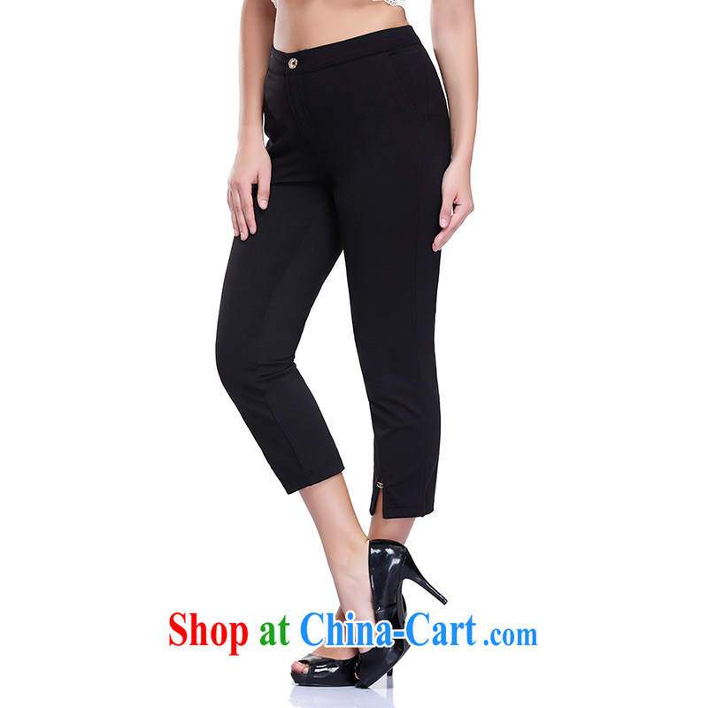 Slim LI Sau 2015 summer new, larger female comfort waist stretch leisure video thin letters 8 pants Q 8359 black 33, slim Li-su, and shopping on the Internet