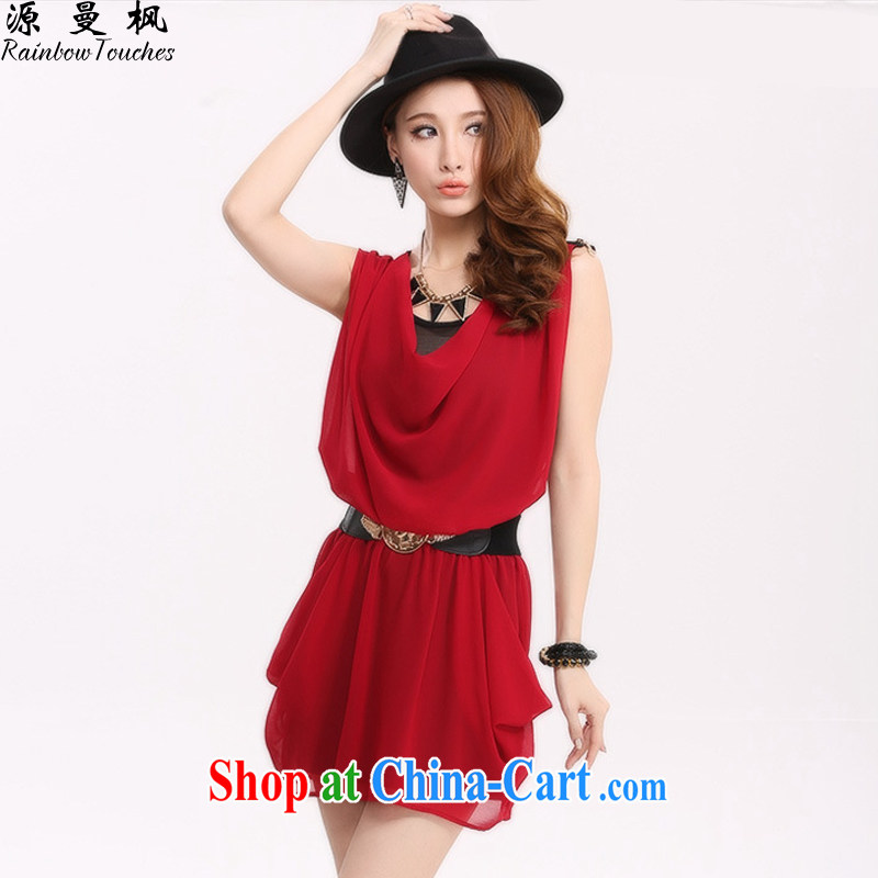 Source Manchester maple larger women 2015 summer new female snow-woven dresses 100 hem sleeveless style skirts YS - T 8869 maroon L, source, Feng (Rainboww Touches), online shopping