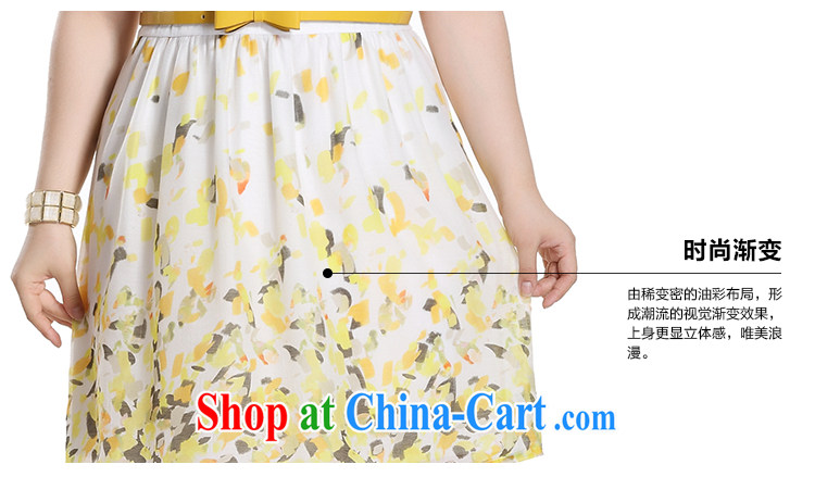 Slim LI Sau 2015 summer new, larger female fashion round collar lace spell the root yarn stamp dresses Q 8378 yellow 4 XL pictures, price, brand platters! Elections are good character, the national distribution, so why buy now enjoy more preferential! Health