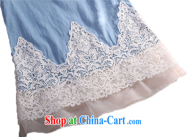 Hong Kong Love honey 2015 new summer the Code women thick MM European site cowboy stitching lace, long dresses girls picture color XXXXXL pictures, price, brand platters! Elections are good character, the national distribution, so why buy now enjoy more preferential! Health